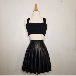 Faux Leather Pleated Mini Skirt